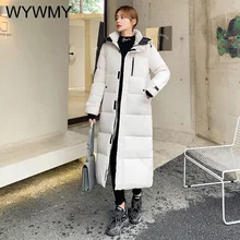 WYWMY Winter Women's Jacket Korean Style Down Cotton-padded Long Coat Windbreaker Jackets Female Thick Warm Down Padded Jacket