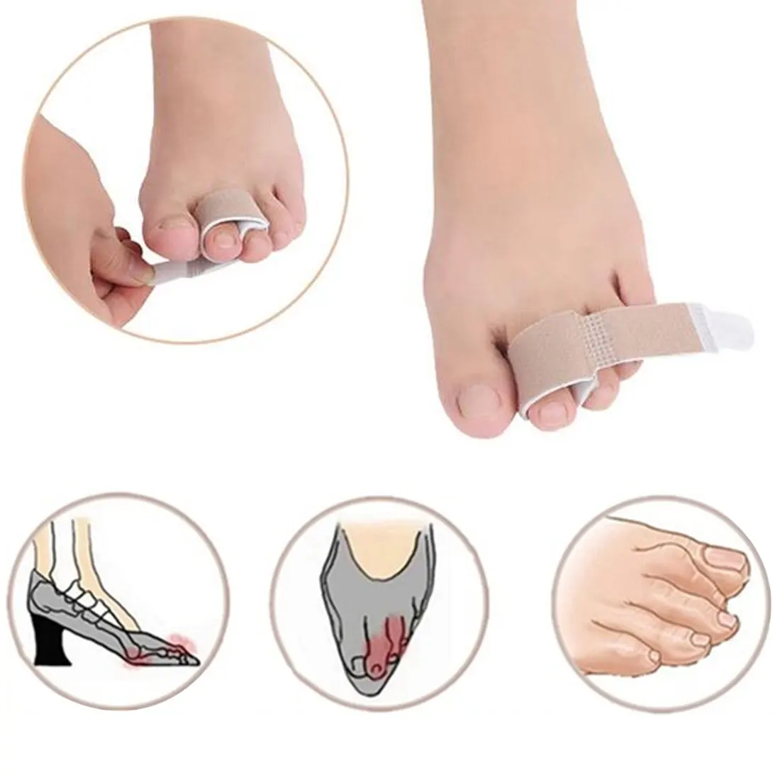 Hallux Valgus Corrector Bandage Toe Separator Splint Wraps Foot Care Tools 10 Pcs/lot Fabric Toe Finger Straightener Hammer Toe