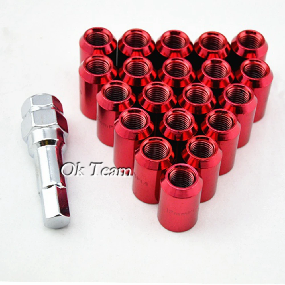 20 Pcs 12x1.5 mm Car Auto Racing Wheel Lug Nuts Nut Kit Sets Screw Alloy Red New