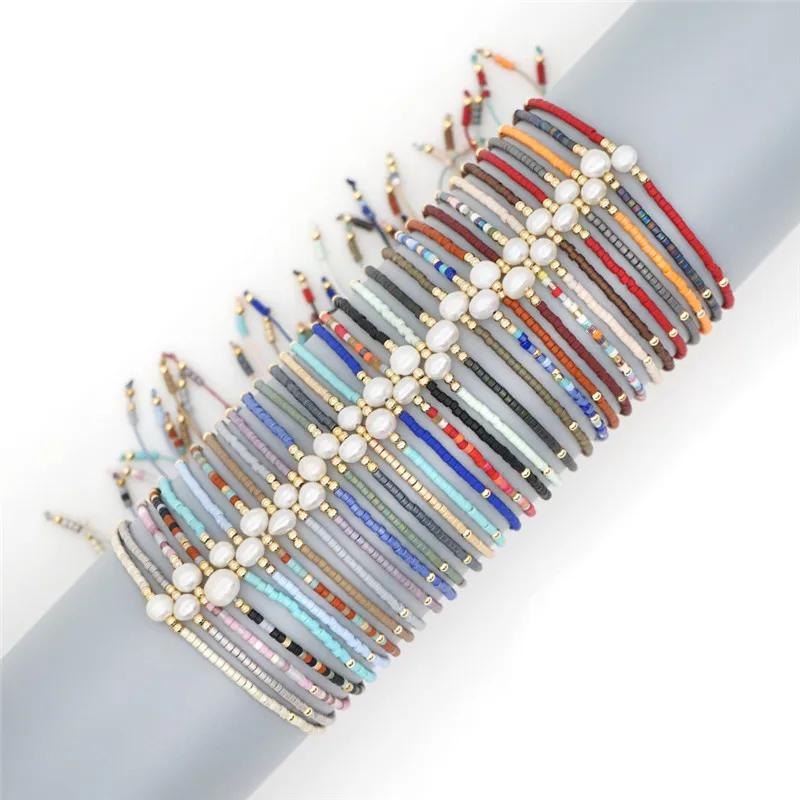 Bracelet Jewelry Myuki rice Beads Hand-woven Friendship Rope Bracelet European And American Summer Women Natural Freshwater Pearl Gift