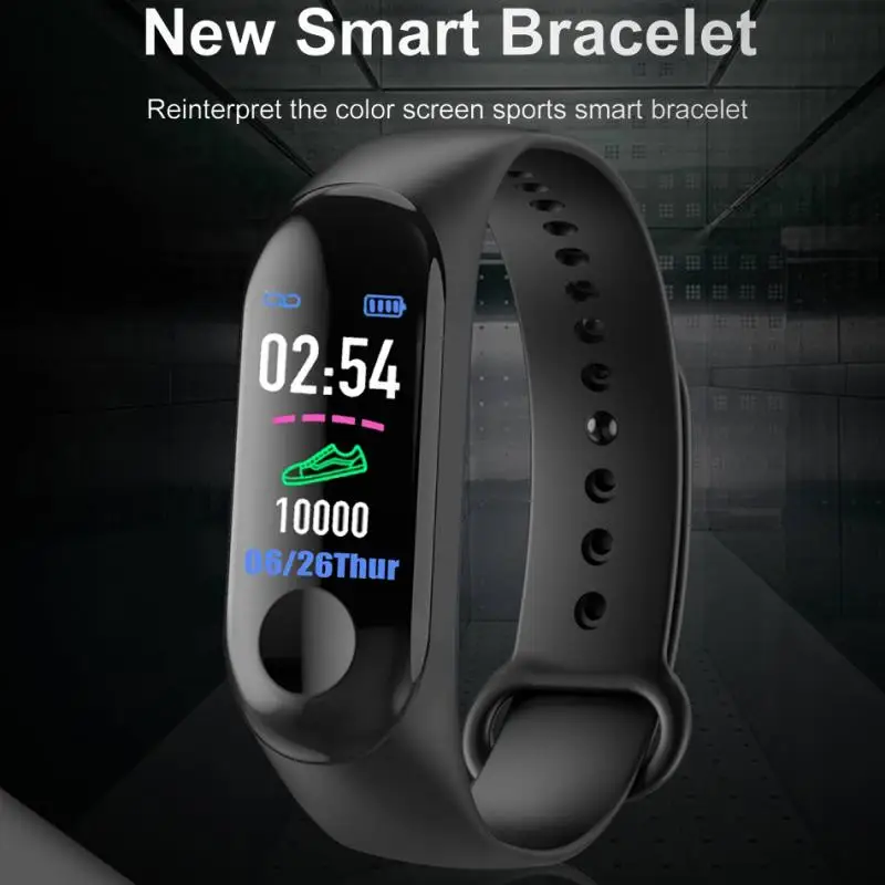Men Women Smart Sport Bracelet M3 Color Screen Smart Watch Blood Pressure Heart Rate Monitor Fitness Tracker For Android IOS