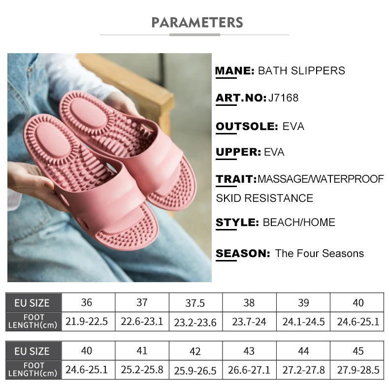 FZNYL/женские и мужские Тапочки для ванной; нескользящая домашняя обувь для массажа ног; сандалии; коллекция года; сезон лето; мягкие и удобные домашние шлепанцы для ванной