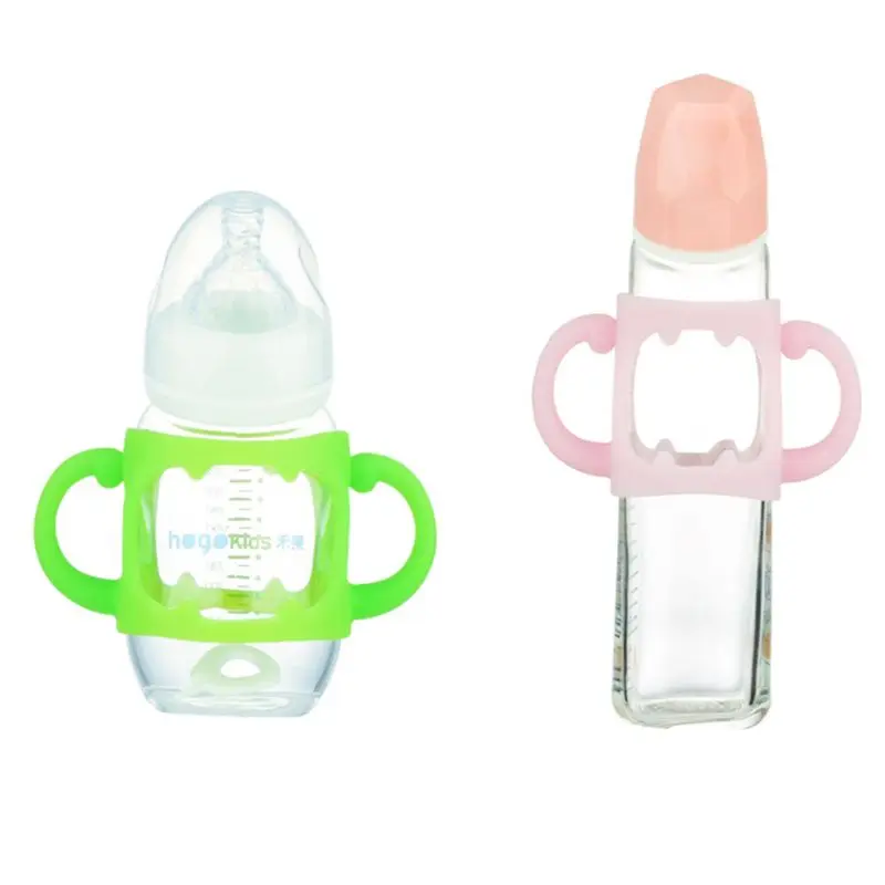 Baby Bottle Universal Handle Soft Silicone Wide Mouth Grip Multicolor Heat Resistant Feeding Bottles Accessories