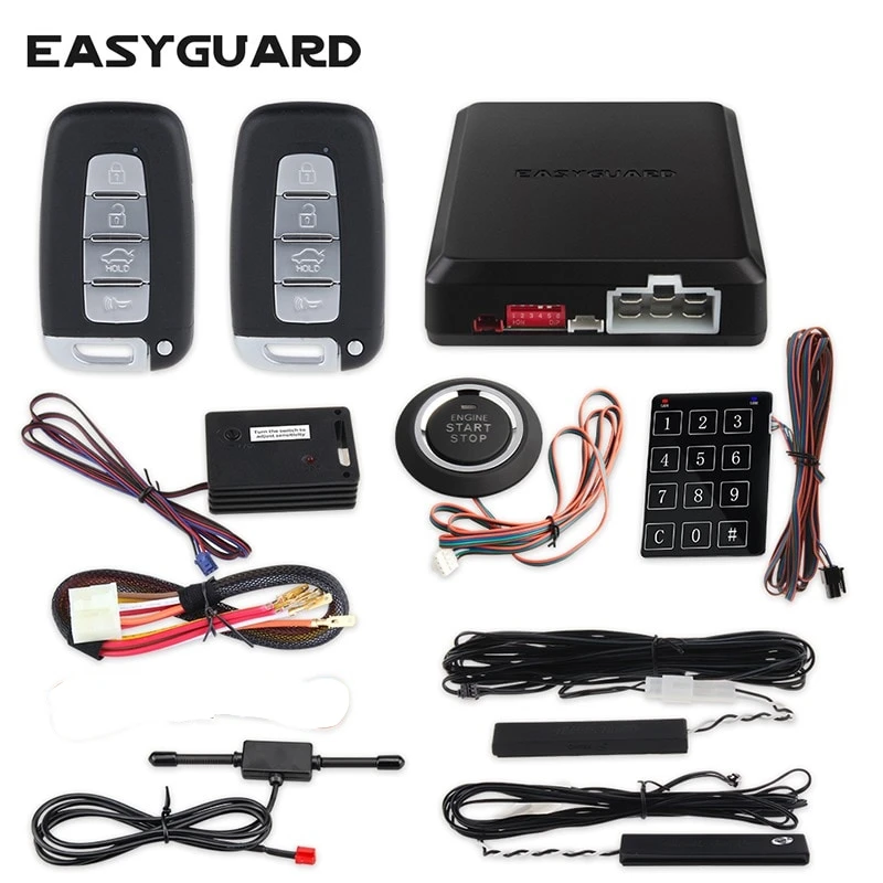 EASYGUARD pke сигнализация для Автомобильный стартёр дистанционного включения центральный замок с дистанционным управлением Система бесключевого входа кнопка запуска и остановки keyless go