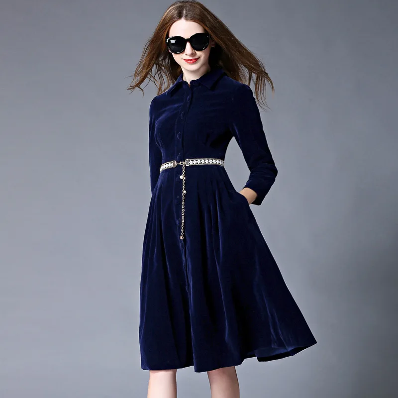 

Dress Velvet Elegant Winter Dresses For Women 2020 Vintage Long Sleeve Ladies Office Dress Party Vestidos Robe WYQ1099 es