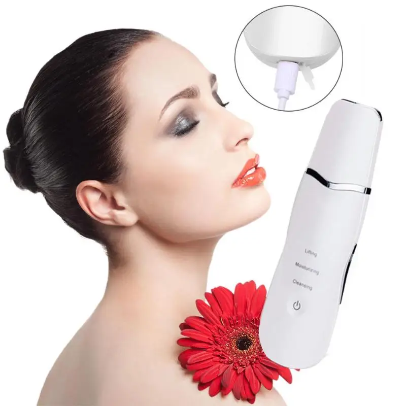 Rechargeable Ultrasonic Vibration Face Scrubber Massager Facial Cleaner