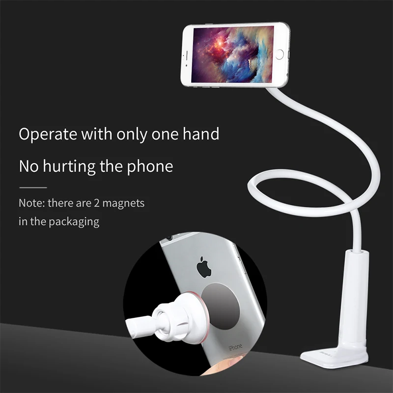 Benks Lazy Bracket Flexible 360 Clip Rotation Magnetic Phone Stand For iPhone Samsung Universal Sma