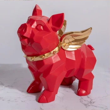 

Modern Resin Cute Geometry Small Flying Pig Figurines Crafts Decoration Home Living Room Ornaments Desktop Furnishings Decor Art