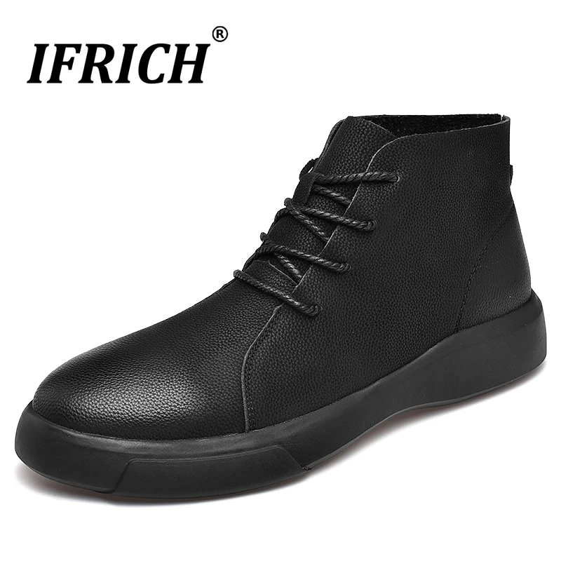

New Fashion Autumn Warm Male Boots Non Slip Men Causal Shoes Confortable Chelsea Boots for Mens Lace Up Gentleman Boots