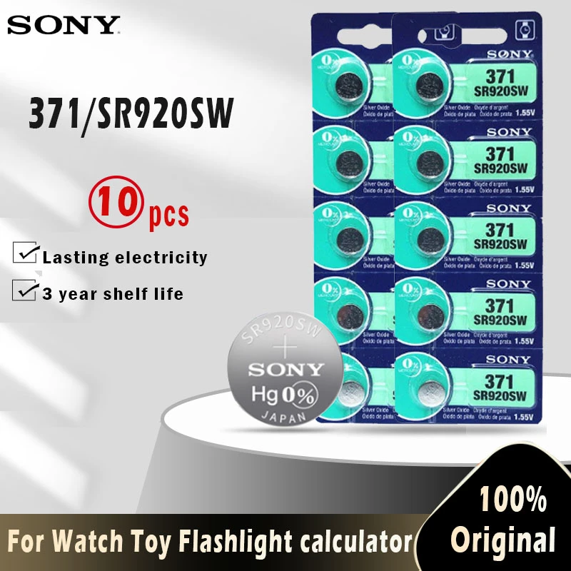 portable power pack 10pcs Original Sony 371 SR920SW 920 LR920 AG6 LR920 LR69 171 1.55V Silver Oxide Battery For Watch toys Calculator MADE IN JAPAN lithium coin