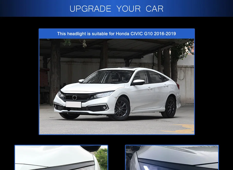 2шт автомобили стайлинг фары для CIVIC 10th фары DRL год светодиодные ходовые огни Биксеноновые лучи