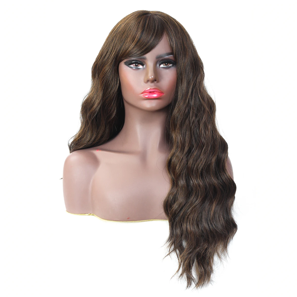 

YUnRong 2/30 Mixed Color Synthetic Wig With Bangs Heat Resistant Fiber Body Wave Synthetic Hair Wigs For American African Woman