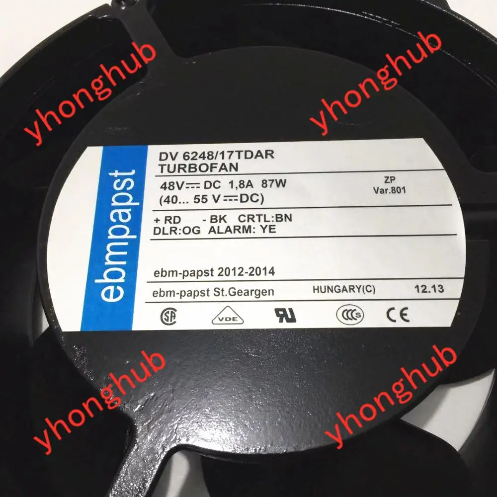 Ebmpapst DV 6248/17 тдар TDAU постоянного тока 48В 87 Вт 4-провод 172x172x51 мм Сервер охлаждающий вентилятор