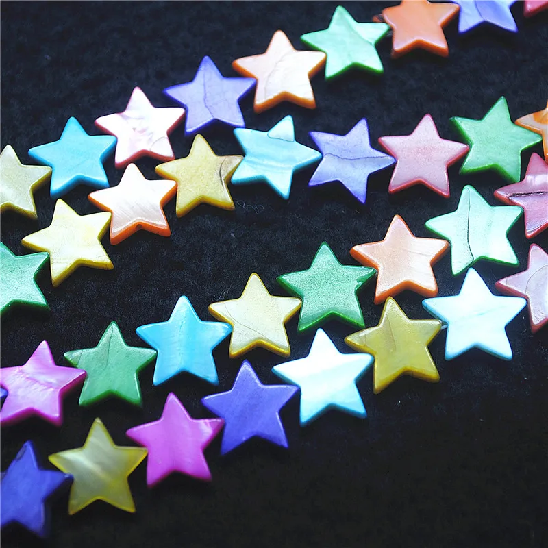 

30PCS Nature White Shell Beads Five Star Shape Beads Strings Size 15MM For Women Bracelets making beads