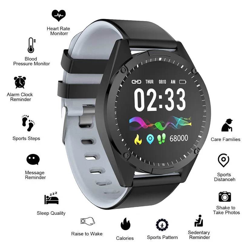 

Smart Watch IP67 Waterproof Heart Rate Blood Pressure Detector Sports Fitness Tracker Anti-lost Running Pedometer Android IOS