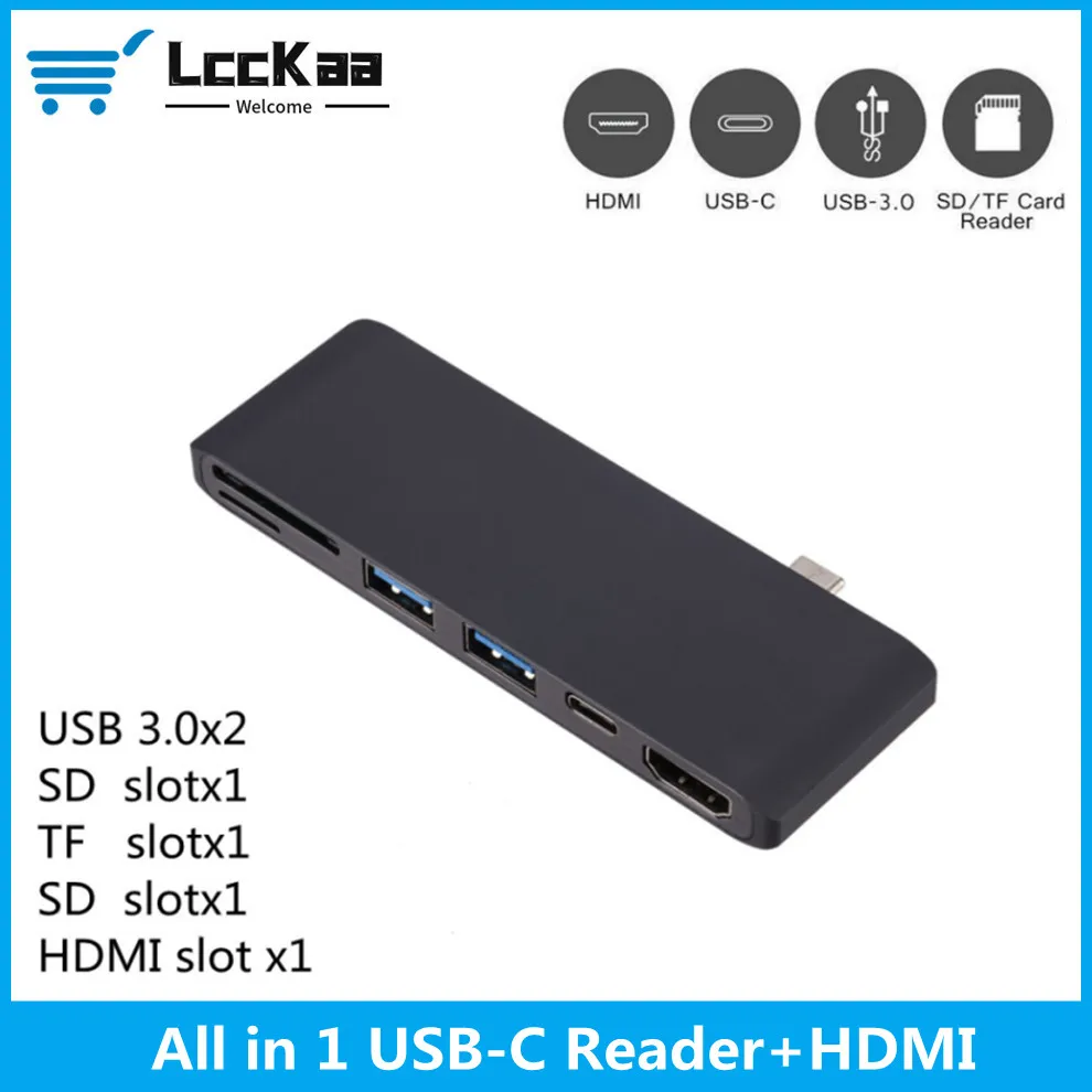 

USB-концентратор 6 в 1, USB Type-C, с 2 портами USB 3,0