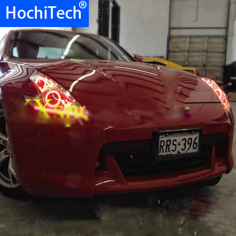 

Для Nissan 370Z 2009 2010 2011 2012 2013 2014 2015 RGB светодиодный кольца для Фар halo angel demon eyes с пультом дистанционного управления