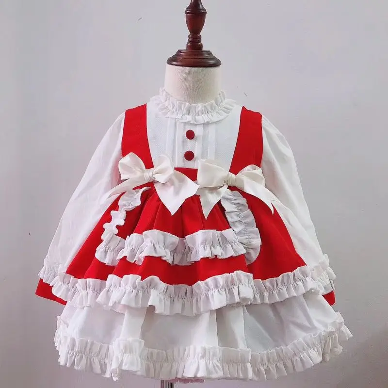 Зима, испанская детская одежда, зимняя одежда для маленьких девочек, платья для маленьких девочек, платье на День Благодарения, рождественское платье для девочек
