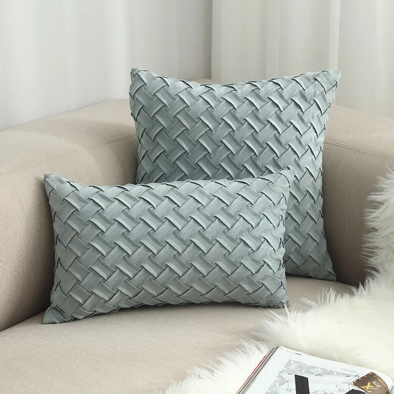 Creative Manual Suede Weave Style Craft Cushion Cover Decorative Throw Pillow Cover Solid Color Suede Bedding Home Decor - Цвет: 10
