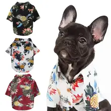 Летняя Пляжная рубашка с милым принтом собаки Гавайи пляжная Повседневная рубашка туристическая с коротким рукавом с ананасом маленькая собака блуза с принтом кошки