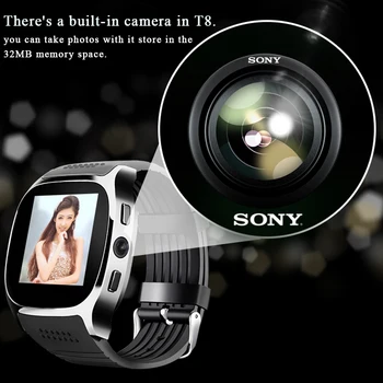 

2020 T8 Sport Bluetooth Smart Watch Support SIM TFcard 2.0MP Camery Wearable Devices With Camera Call For Android