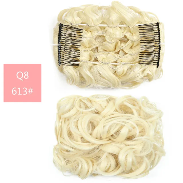 Synthetic Curly Elastic Band Chignon Plastic Comb Clips in Hair Extension Hair Bun Updo Cover Hairpieces Hair Accessories Q8 613