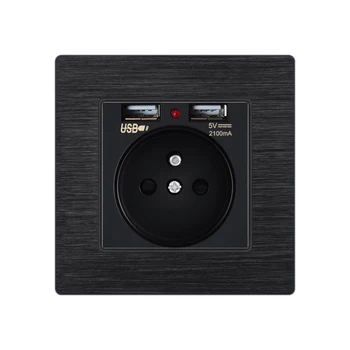 

EU FR Standard Home Wall Dual USB Power charge Socket, 16A France Electrical Adapter France Plug Socket Outlet,PC DrawingPanel