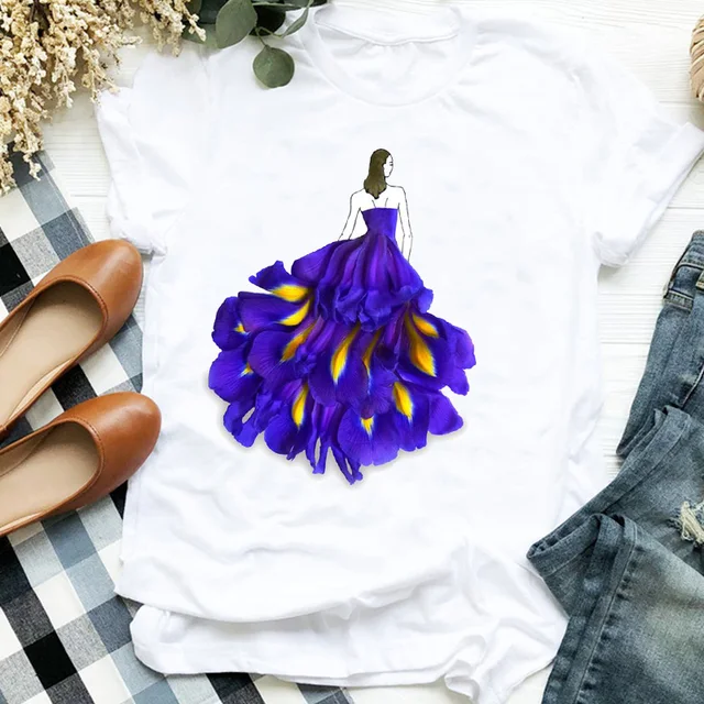 사무실용 우아한 꽃무늬 티셔츠