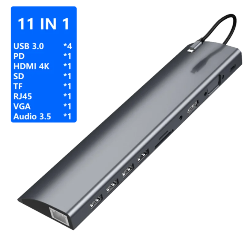 10 in 1 USB C HUB Концентратор USB type C для нескольких USB 3,0 HDMI RJ45 VGA usb-хаб для MacBook Pro Компьютерные аксессуары USB C разветвитель 10 портов type C концентратор - Цвет: 10 in 1 USB C HUB