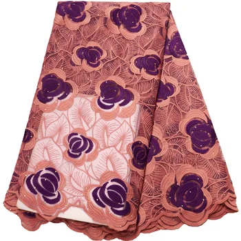 

Onion High Quality Milk Silk Lace Fabric Latest African Dry French mesh Lace Fabric With Stones For Nigerian Dress N2755