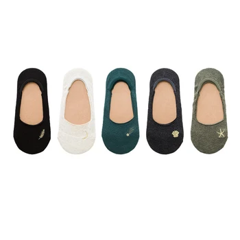 

Spring Summer Simple Solid Color Women Socka Kawaii Moon Star Feather Pattern Female Cute Socks Streetwear Harajuku Boat Sock