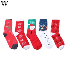 5 пар, женские Носки с рисунком из мультфильма,, женские теплые носки со снеговиком, повседневные хлопковые удобные носки, Femme, Рождественский подарок