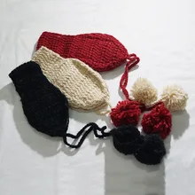 Осенне-зимние детские вязаные наушники INS, меховые шариковые наушники на шнуровке для девочек, универсальные теплые милые детские наушники из Южной Кореи