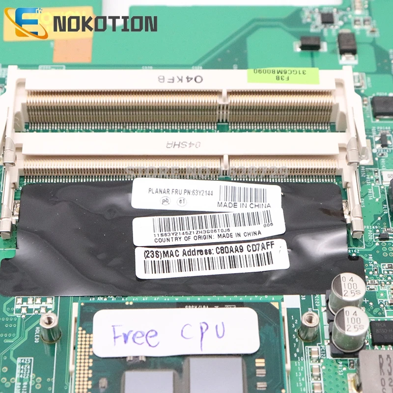 NOKOTION 63Y2144 DA0GC6MB8F0 для lenovo Thinkpad edge E50 Материнская плата ноутбука HM55 DDR3 HD 4500 графика процессор