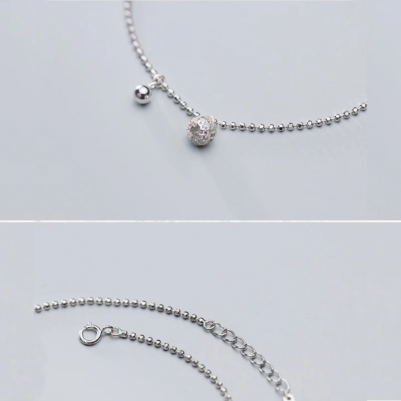 Стерлинговое Серебро 925 пробы anklets модное украшение с кристаллами колокольчики светлая бусина темперамент индивидуальные аксессуары для женщин Подарки
