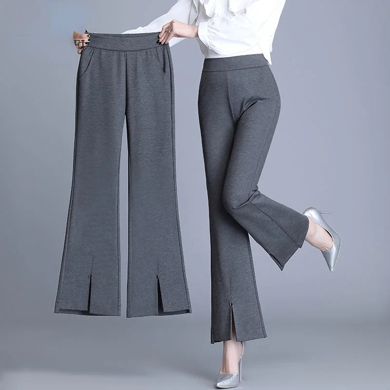 Summer Thin Woman Pants Split Micro-Flared Ankle-Length Pants Casual Women's Loose Drooping Wide Leg Trousers Female Loose Pants