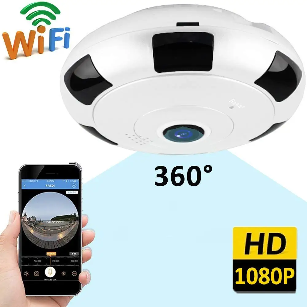

Uvusee CCTV 1080P IP Camera, Panoramic 360 Degree Indoor Wireless WiFi Security Network IP Camera Surveillance-VS3602W