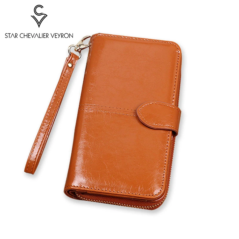 

2020 Hot Oil Wax Leather Women Wallet Retro Oil Skin Long Zipper Coin Bag Big Capacity Purse For Women Mobile Phone Bag Ladies