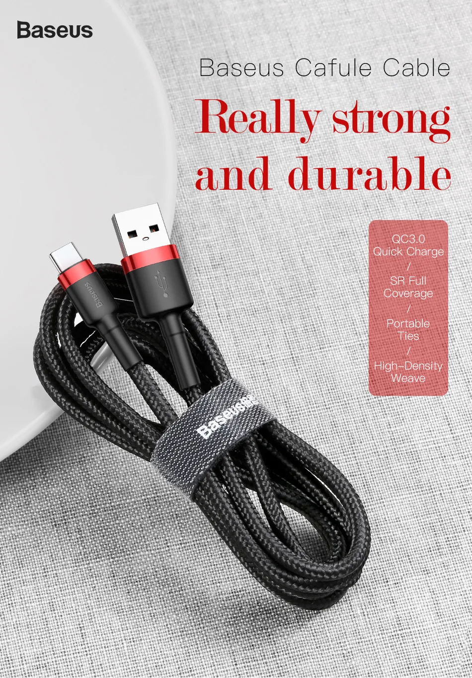 Baseus Type C Cable for Samsung S20 S22 Quick Charge 3.0 Cable USB C Fast Charging for Huawei P50 Xiaomi Mi 8 USB-C Charger Wire type of android charger