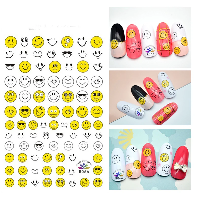 Nusx Newest Smiley Face 3d Nail Art Sticker Decal Stamping Newest Designs Symbol Water Transfer Decals 2