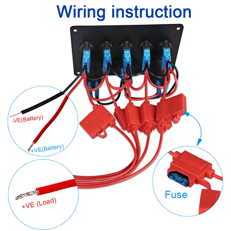 Coche Marina barco 5-12 V USB ON-OFF impermeable circuito LED azul interruptor basculante ligero Pa