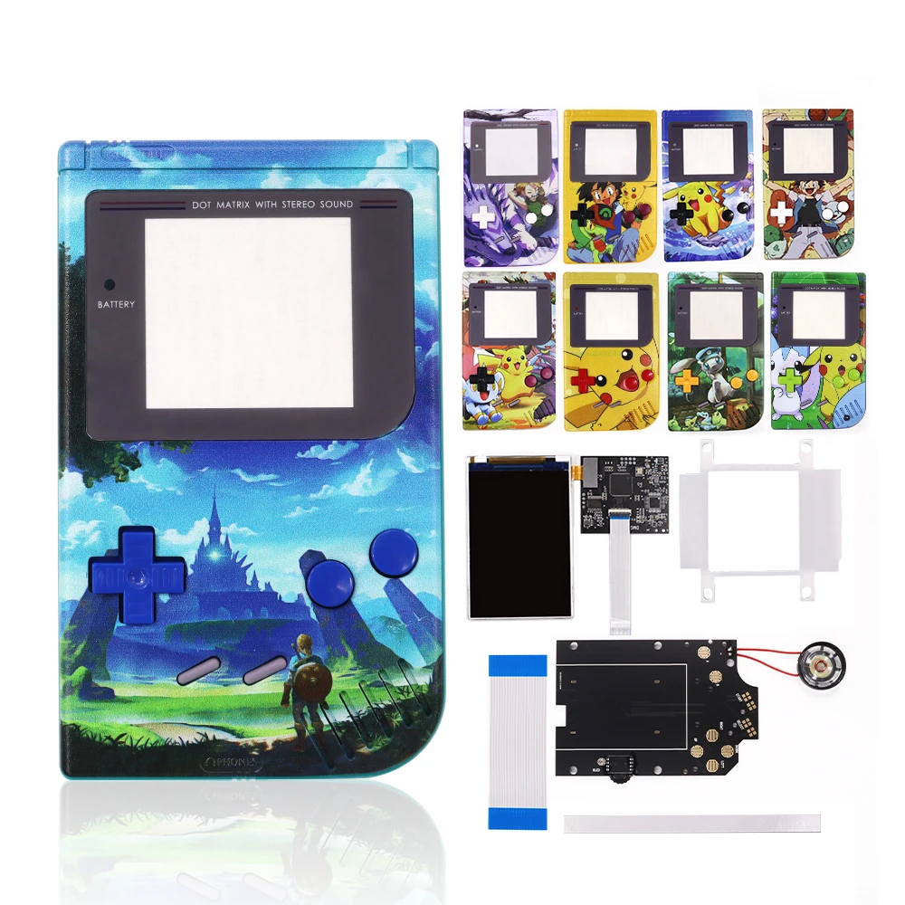 Stampa Uv Personalizzata V5 Osd Colore Modello Retroilluminazione Luminosità Schermo Lcd Ips Per Game Boy Classic /Dmg E Guscio Pretagliato