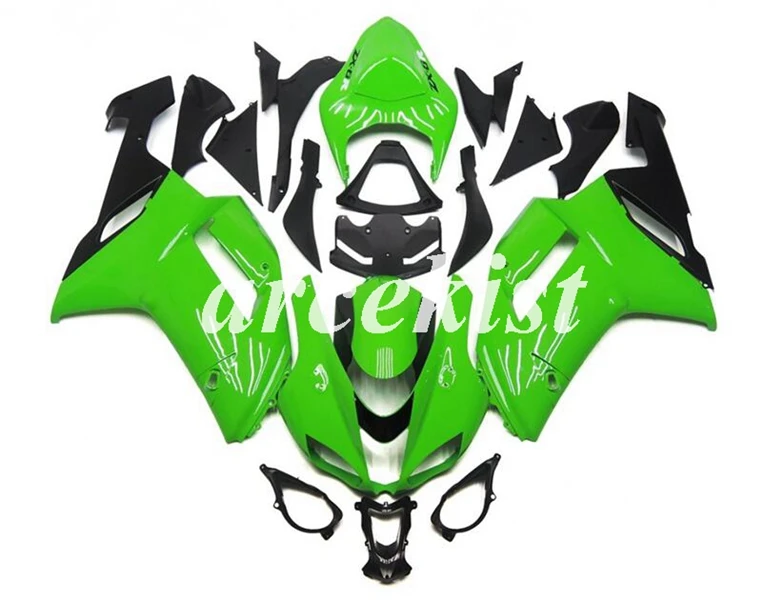 ABS полный обтекатель комплект подходит для Kawasaki ZX6R 2007 2008 ZX-6R 07 08 Ninja 636 мотоцикл обтекатель КУЗОВ набор зеленый черный