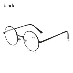 Timeless Unisex Vintage Metal Round Frame Reading Glasses - +150 (A - Black)