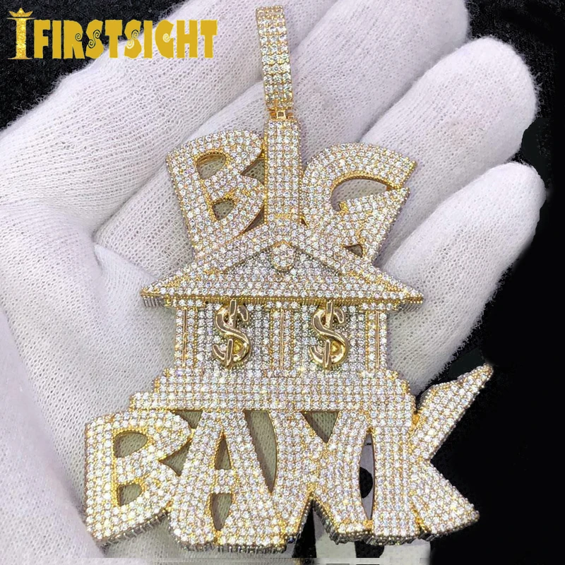 Ожерелье с подвеской в виде большого банка фианитом | Украшения и аксессуары
