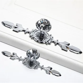KKFENG Super Bright Single Hole Crystal Handle Jewelry Armoire Handle Kitchen Cabinet Door Pulls Crystal Handle For Drawer