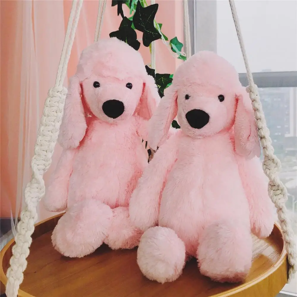 

Cute pink poodle doll plush toy baby soothing accompany sleeping pillow girl birthday holiday gift home decoration ornaments