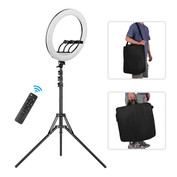 

18 Inch LED Ring Light Photography Lamp Set Dimmable 2700K-6500K with Tripod Stand for Selfie Makeup Live Streaming Vlogging
