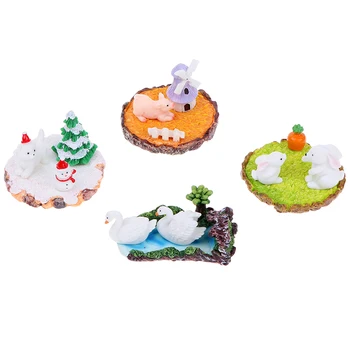 

New 3Pcs/Set Micro Rabbit Swan Christmas Figurine Miniature Ornaments for DIY Fairy Garden Small Plants Decoration