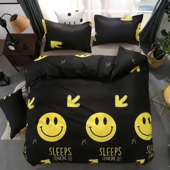 

Smile Face Creative Pattern Duvet Cover 3/4 Pcs Bedding Set Bed Linens Single Double Queen King Single Size Quilt Comforter Case